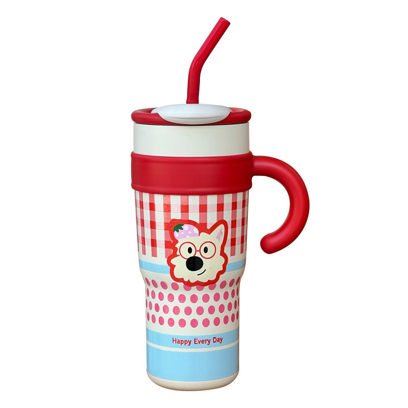 Reusable Drinking Bottle with Handle and Large Capacity – Insulated, Ceramic Inner Pot, Charlie Dog Design
