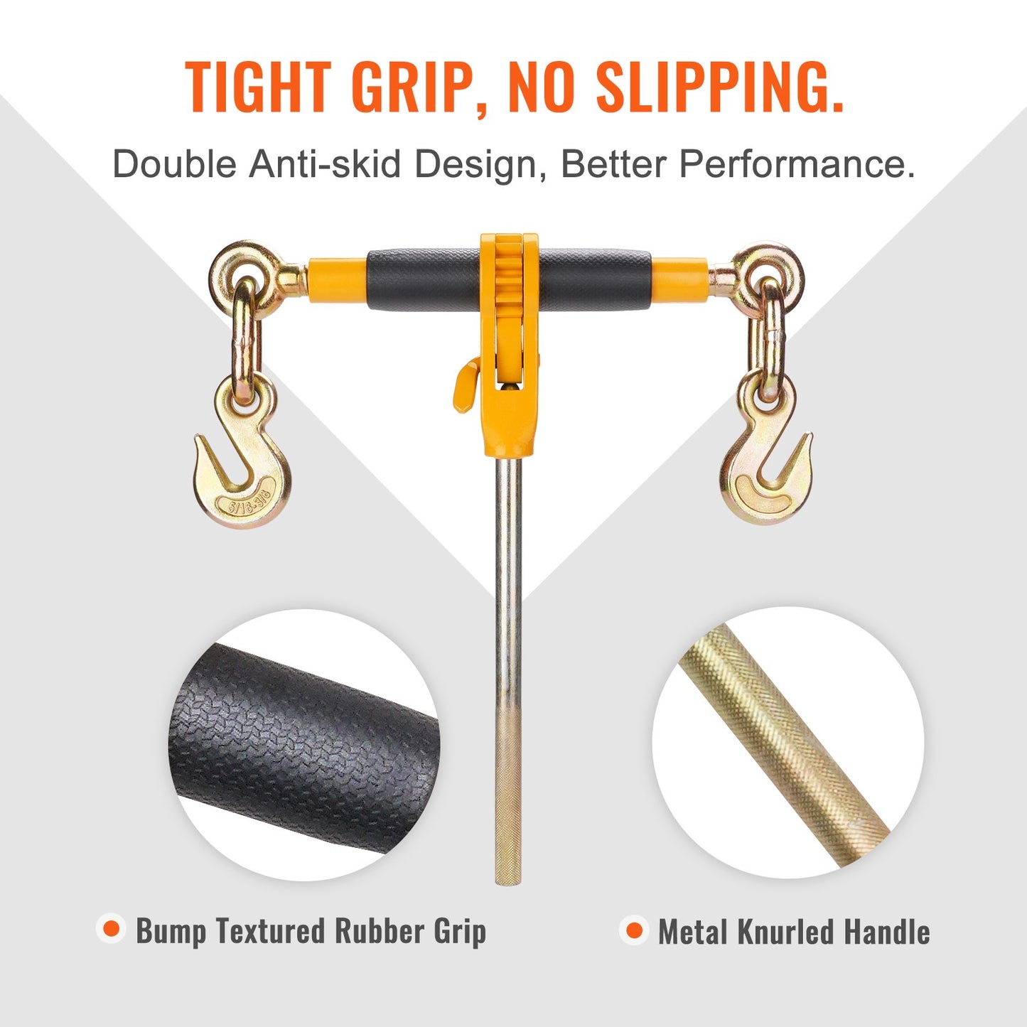 Heavy Duty Ratchet Chain Binder 7,100 lbs Load Limit with G80 Hooks - Yellow
