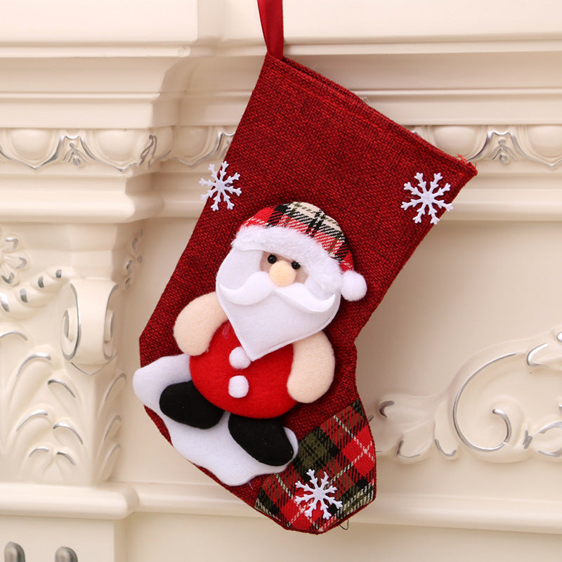 Medium Linen Christmas Gift Bag for Decorations - 23x16cm