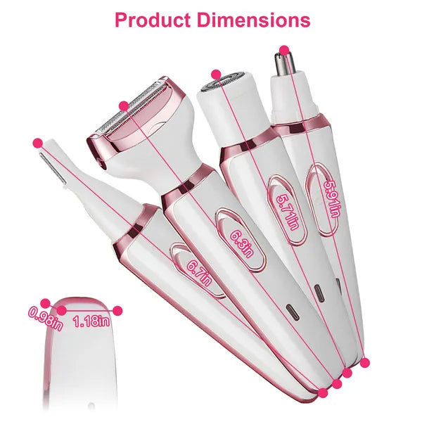 4-in-1 Women's Electric Hair Grooming Kit - Painless Trimmer & Shaver
