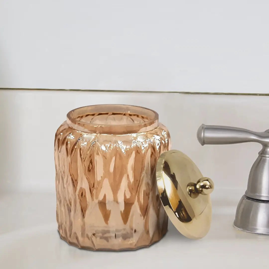 Glacier Amber Vanity Glass Jar Stylish Storage For Cotton