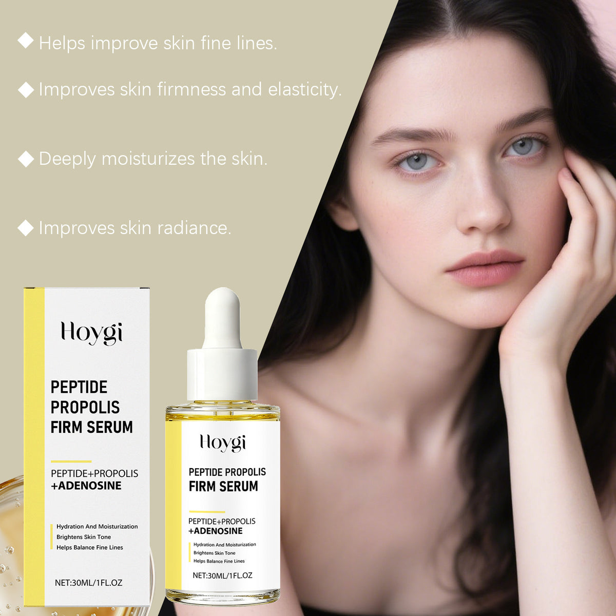 Face Firming Serum with Peptides & Propolis - 30ml Anti-Aging Skincare