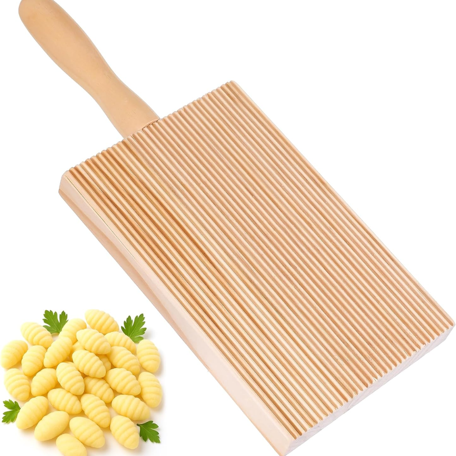 Wooden Gnocchi Board & Pasta Maker Set with Roller Paddle