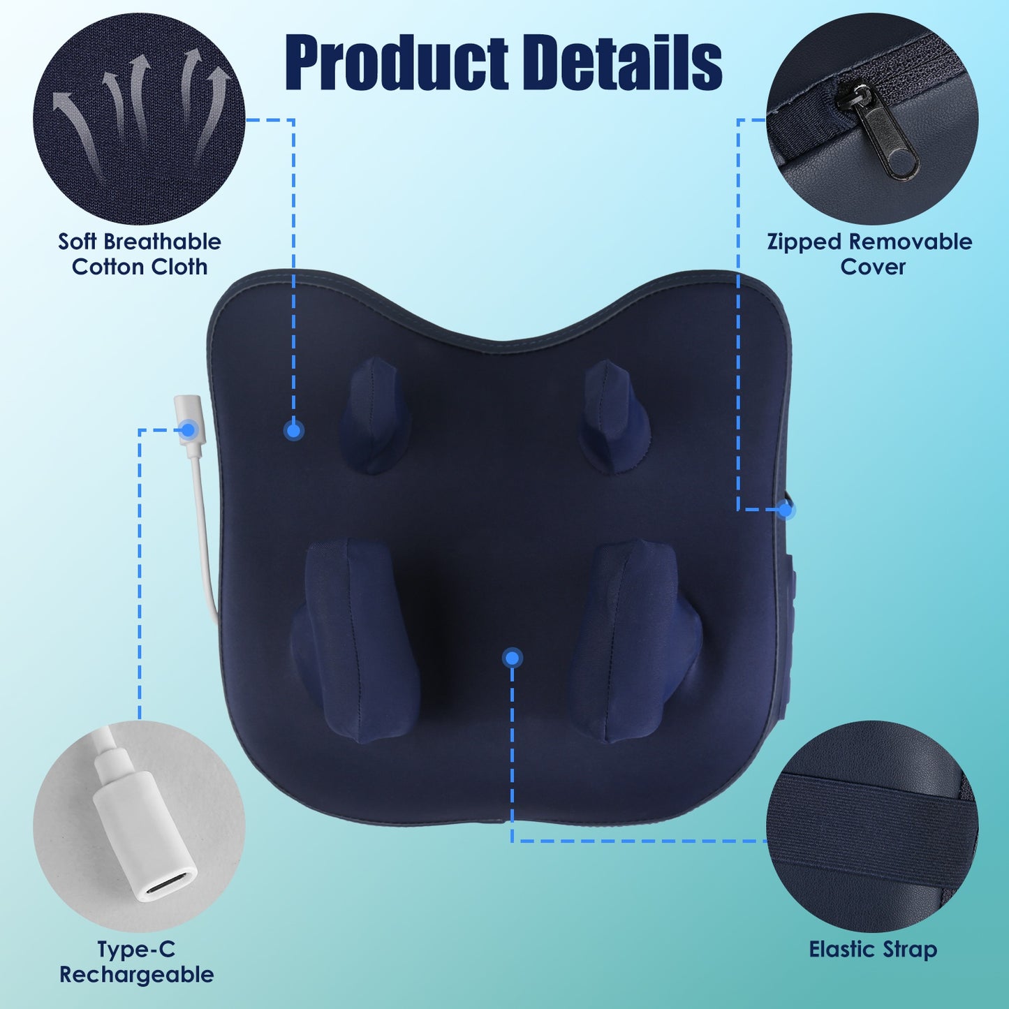 Cordless Neck Shoulder Massager with Heating, Deep Kneading, 3 Intensity Levels