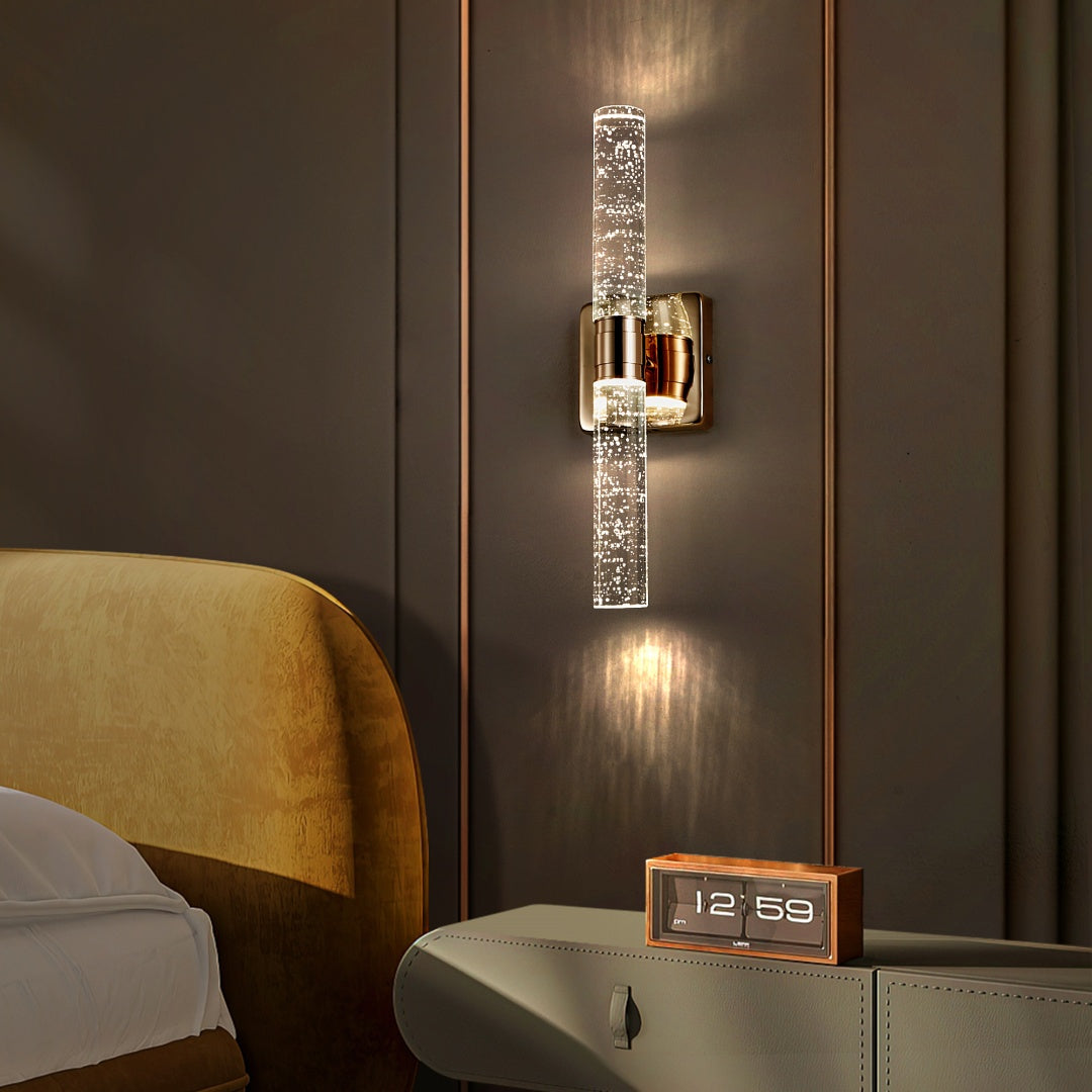 Modern Crystal Wall Sconce - Double Light Fixture for Indoor Use