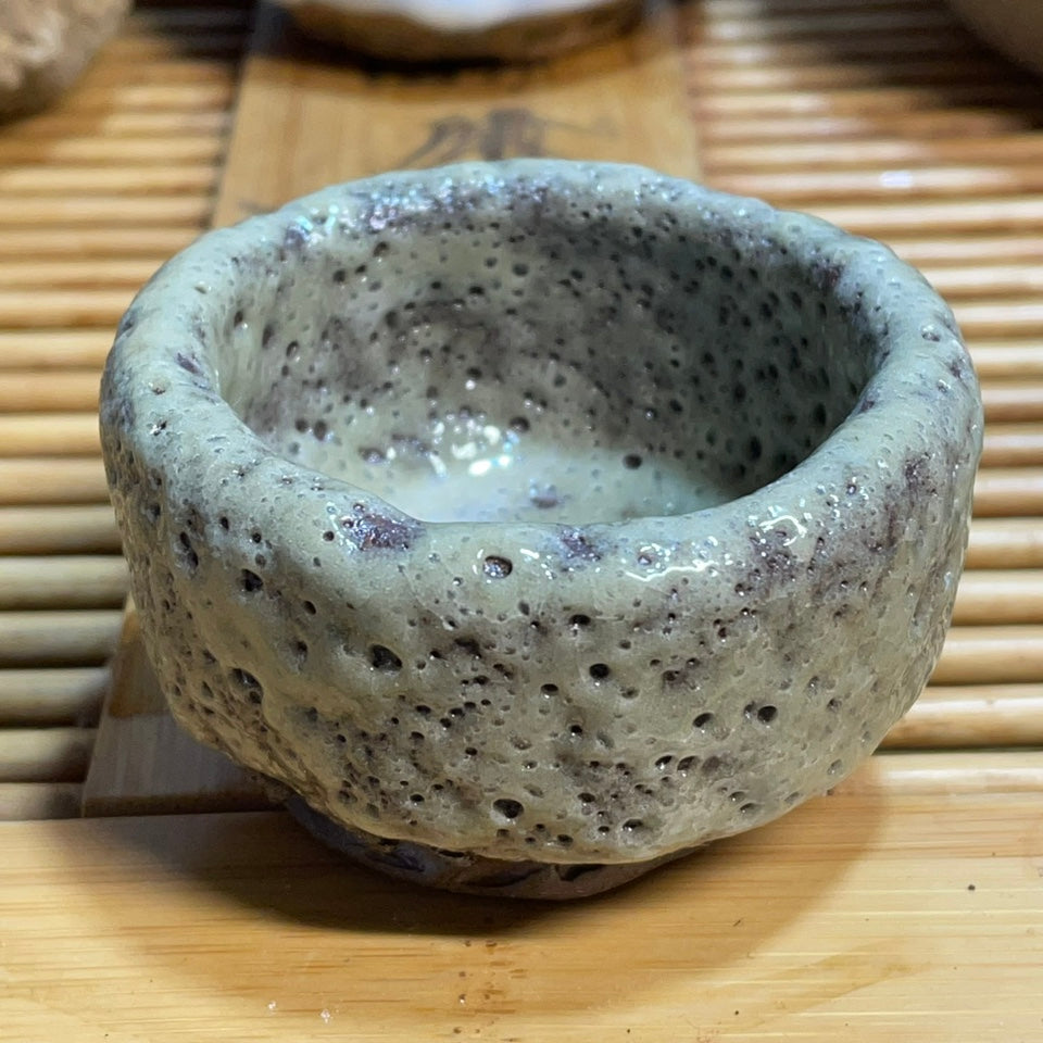 Ice Cracked Tea Cup Set - Small Japanese Style Pottery Drinkware with Variations