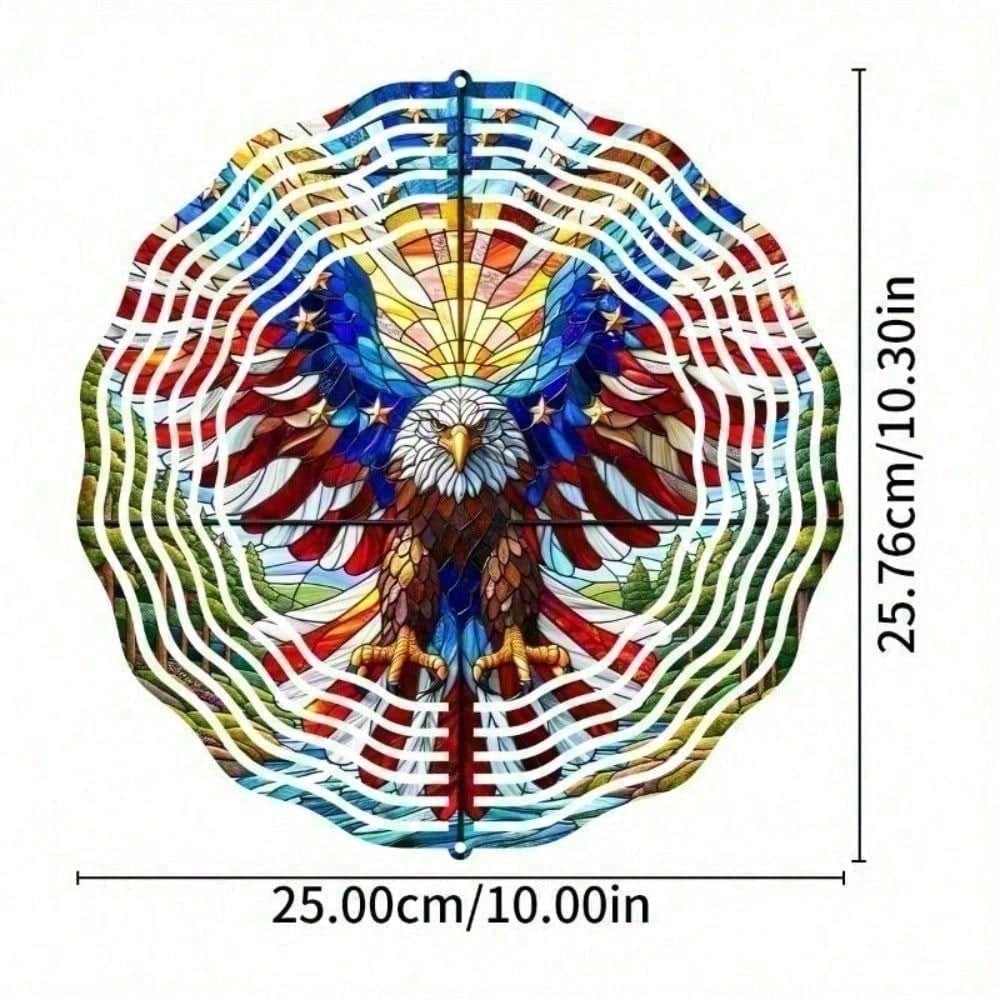 3D American Flag Wind Spinner - Patriotic Eagle Design