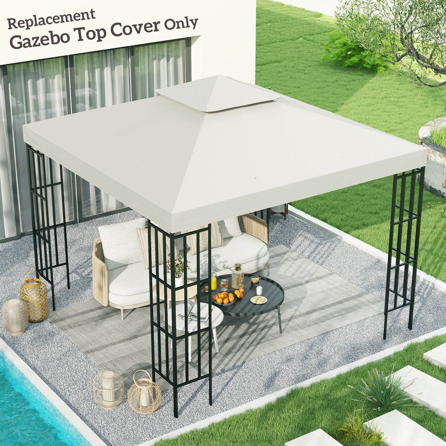 Replacement Canopy Top for 10x10 Gazebo - Cream White