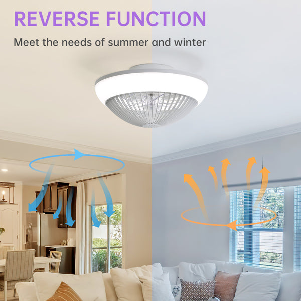 15 Inch RGB Dimmable Ceiling Fan with Light - Remote Control, Quiet Bladeless Design