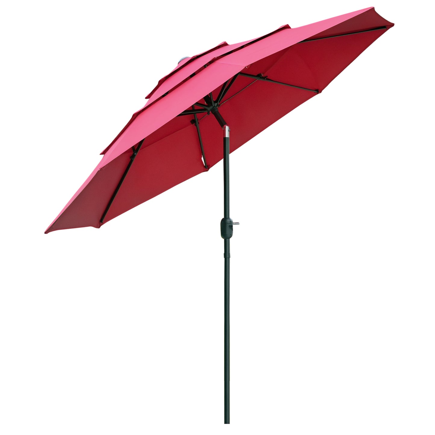 9FT Outdoor Market Umbrella with Crank & Tilt - Wine Red