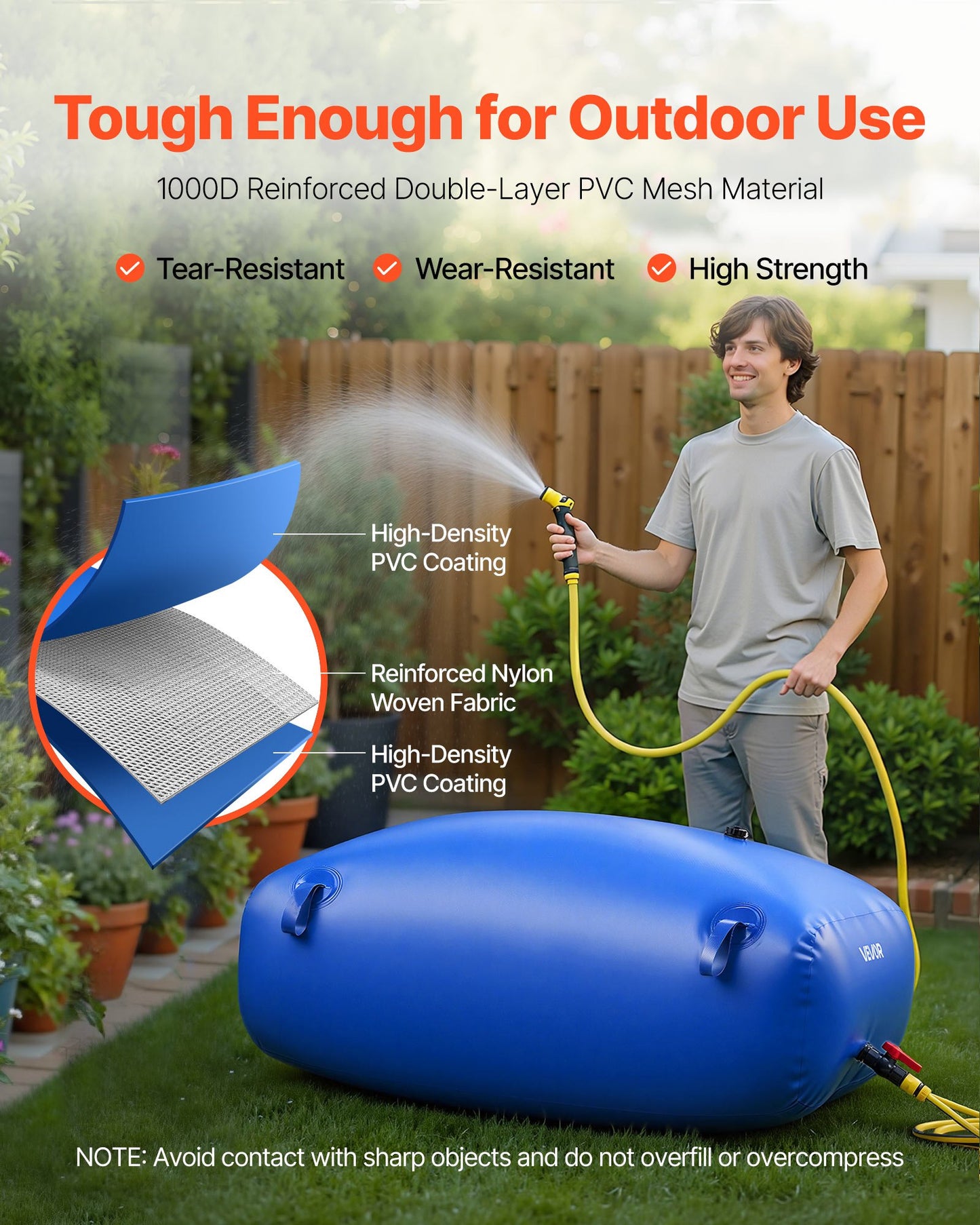 87.2 Gal Collapsible Water Storage Bladder with Leakproof PVC for Camping RV Garden Irrigation