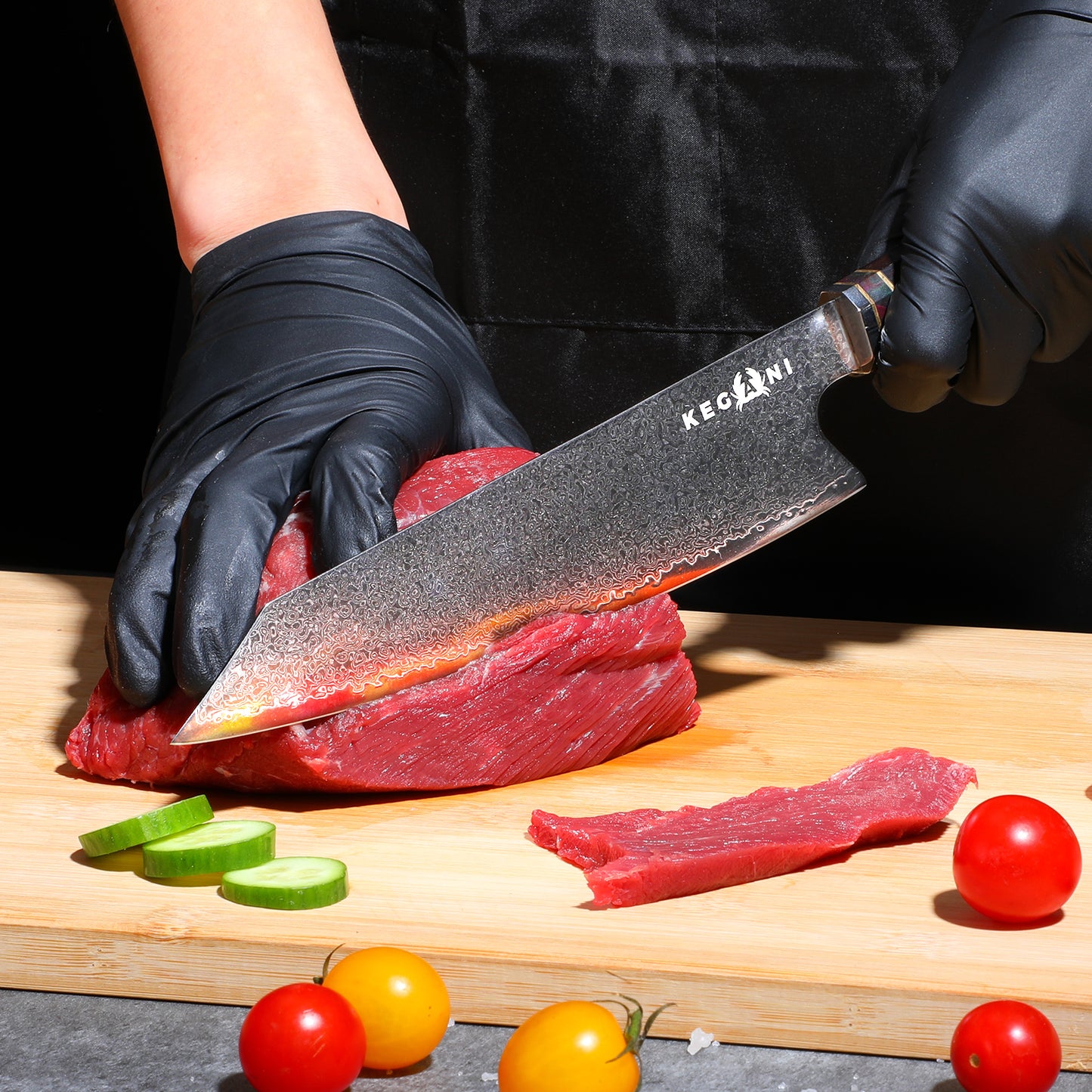 Kiritsuke Chef Knife - 8.5 Inch VG-10 Damascus with Rosewood Handle