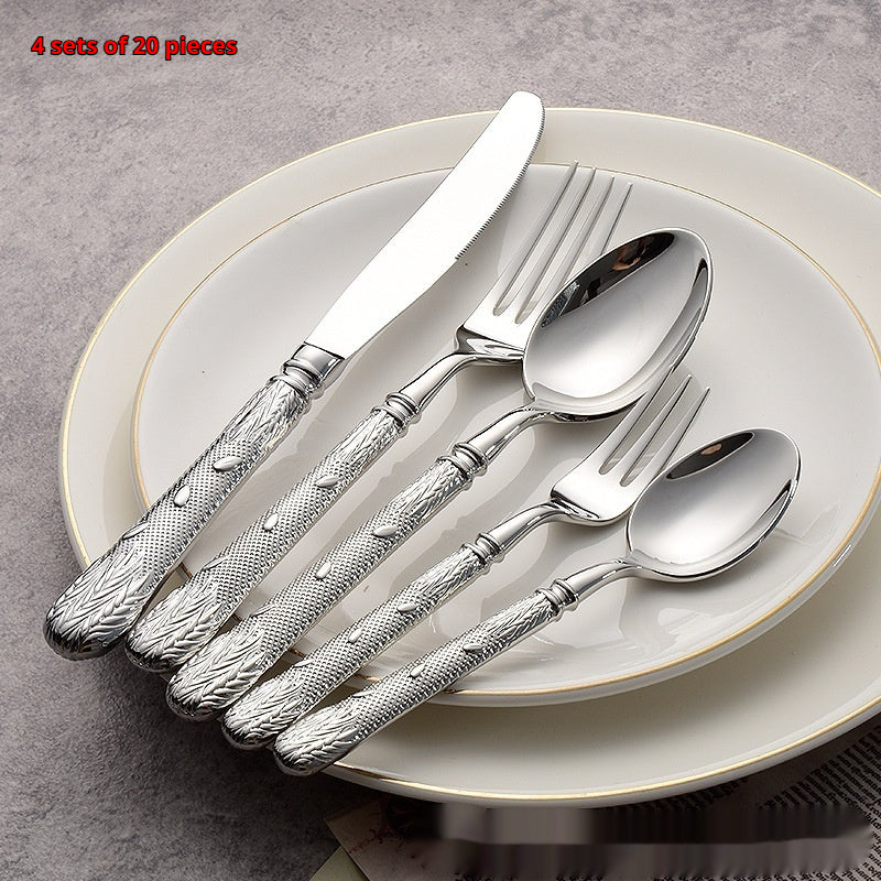 Stainless Steel Cutlery Set - Knife Fork Spoon Dinnerware with Handle USPs