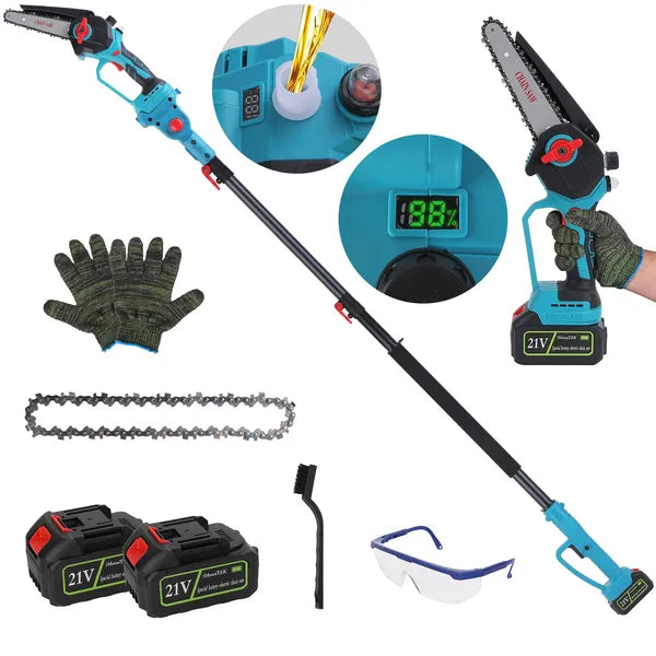 Cordless 2-in-1 Pole Saw & Chainsaw with Extension, Brushless Motor, 21V Battery