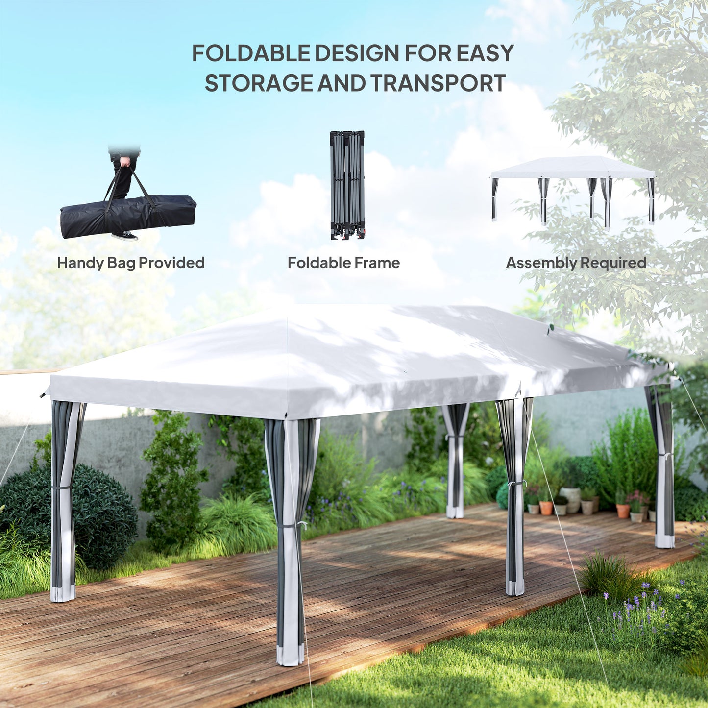 10x20 Pop Up Canopy Tent with Netting - Heavy Duty Sun Shelter