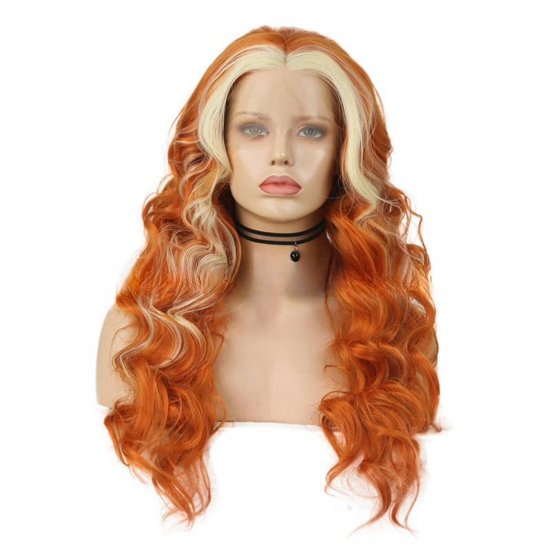 European & American Style Curly Lace Front Wig - Mixed Color Mid-Length Hair