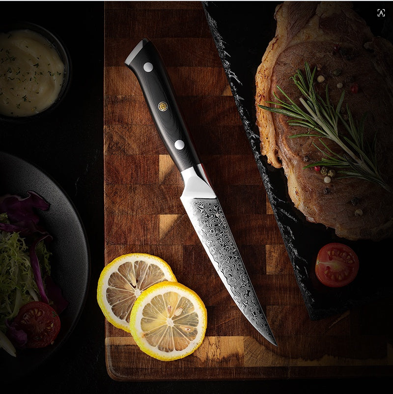 Damascus Steel Steak Knife Set - 4-Piece Kitchen Dining Cutlery
