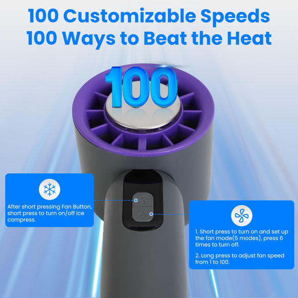 Portable Handheld Cooling Fan with Superconducting Ice Pack - Grey