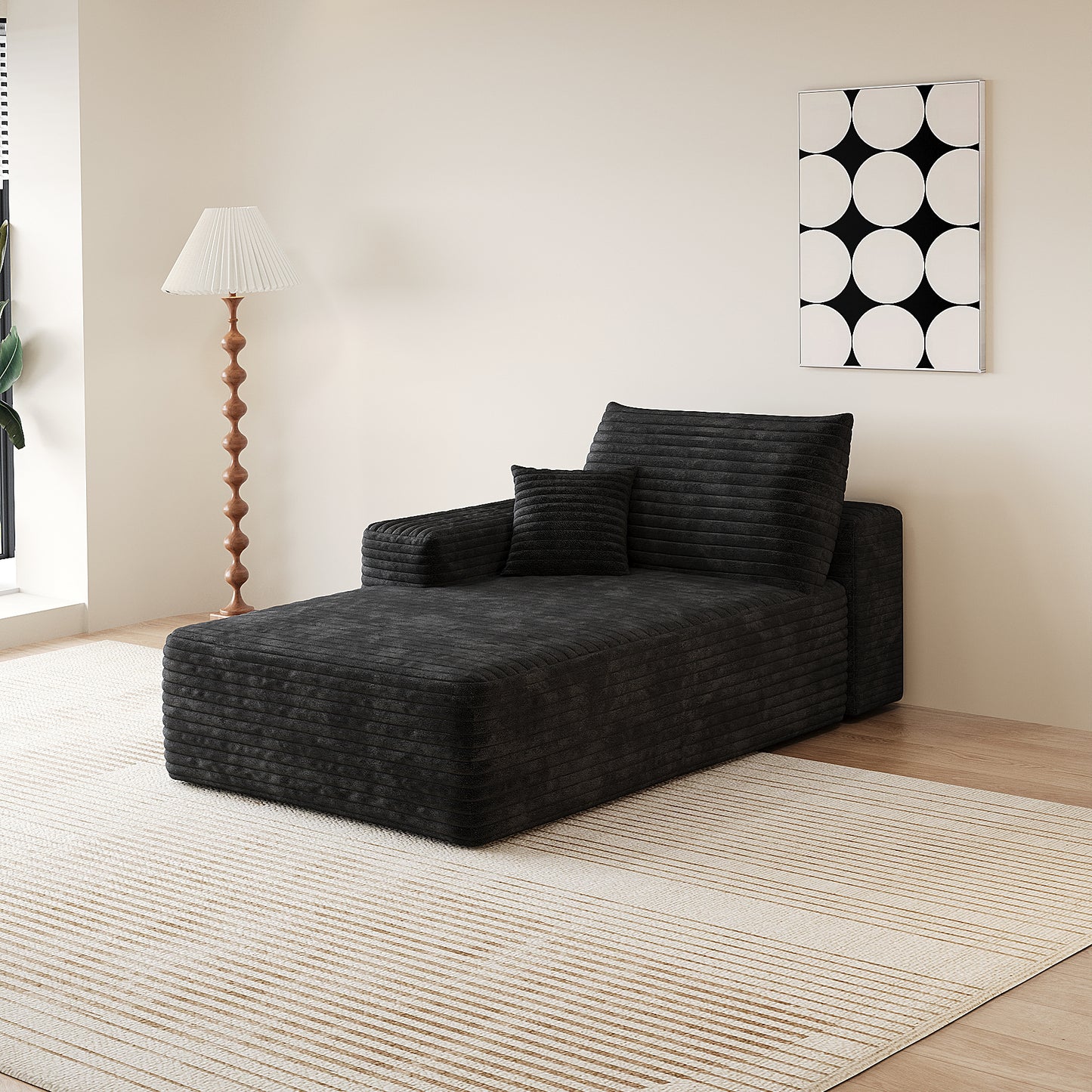 Black Right-Sleeper Sofa - Single Seat, Foam Upholstery