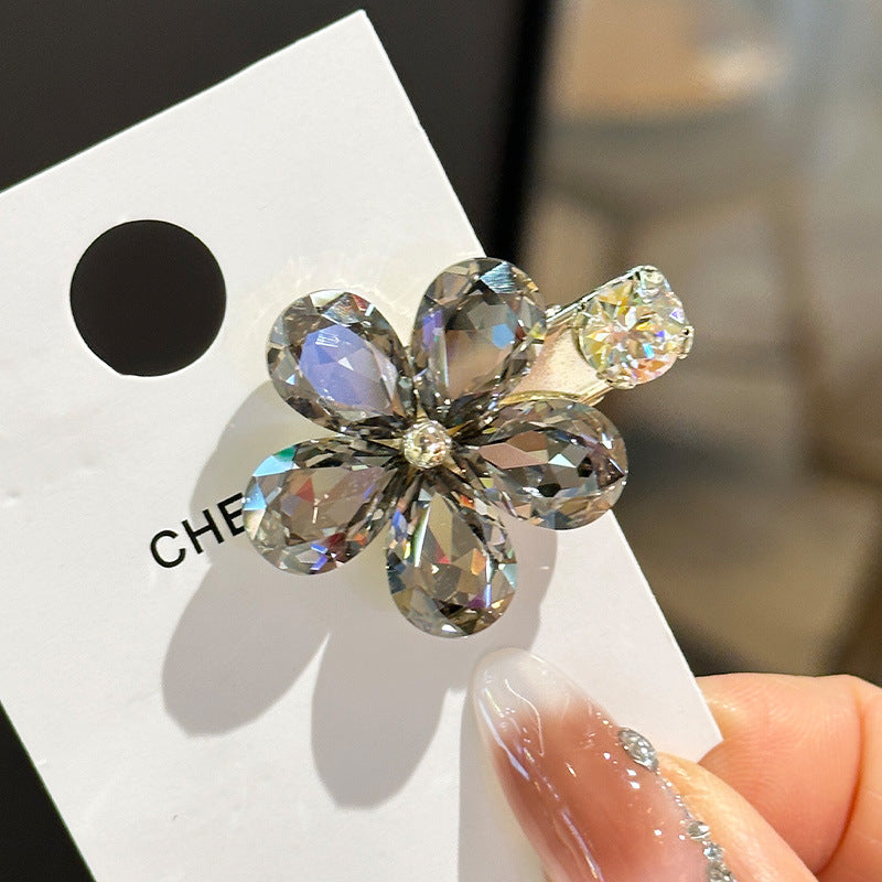 Elegant Crystal Flower Hair Clips - Side Barrettes for Women