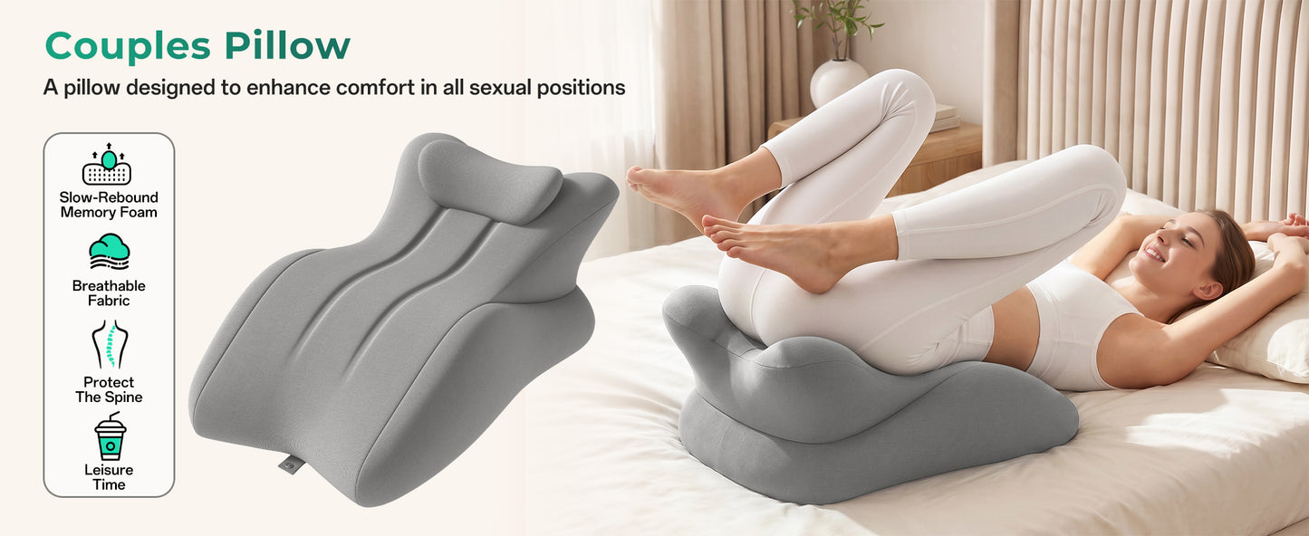 Ergonomic Memory Foam Support Pillow for Couples - Grey
