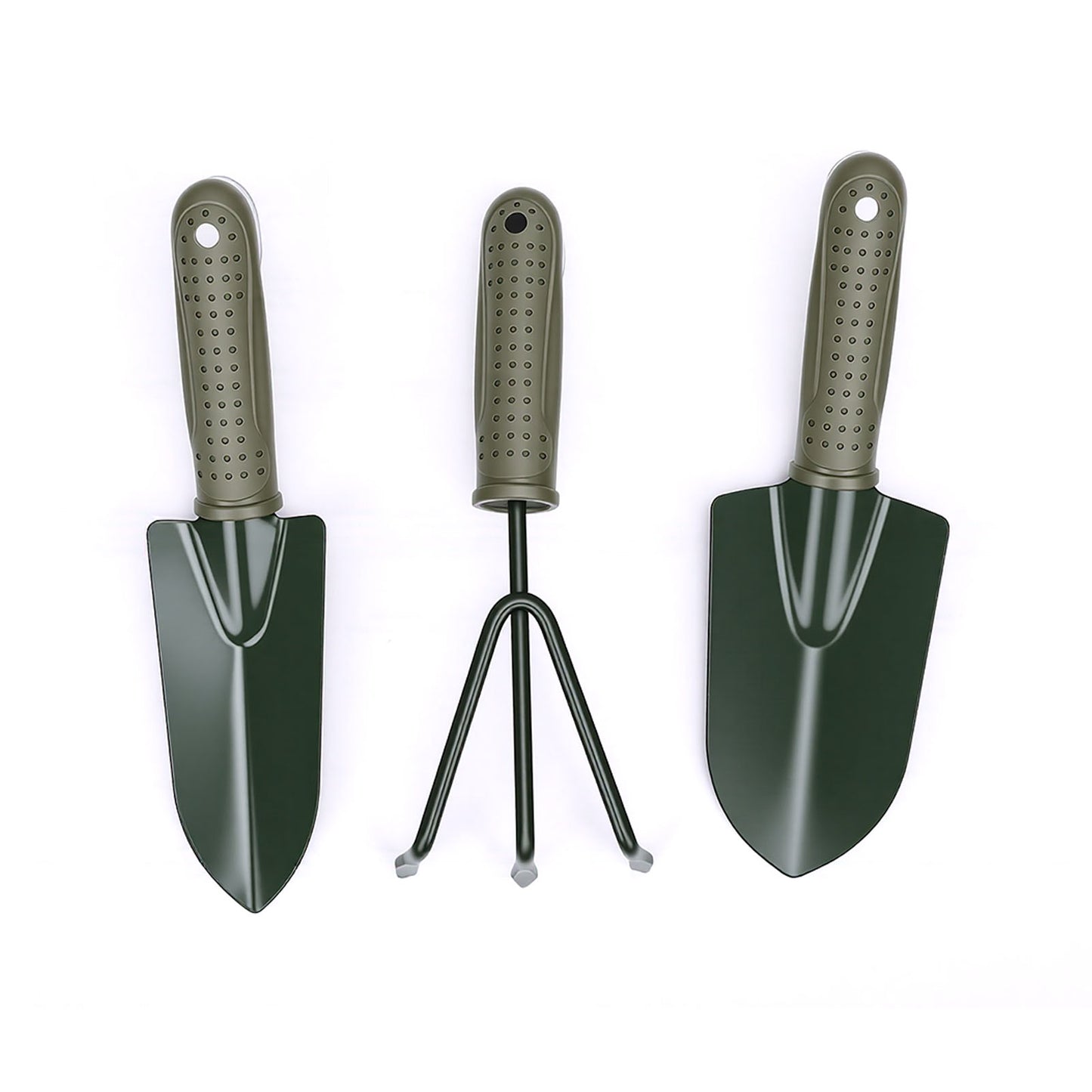 Garden Tool Set with Ergonomic Handles - Shovels, Rake & Storage Bag