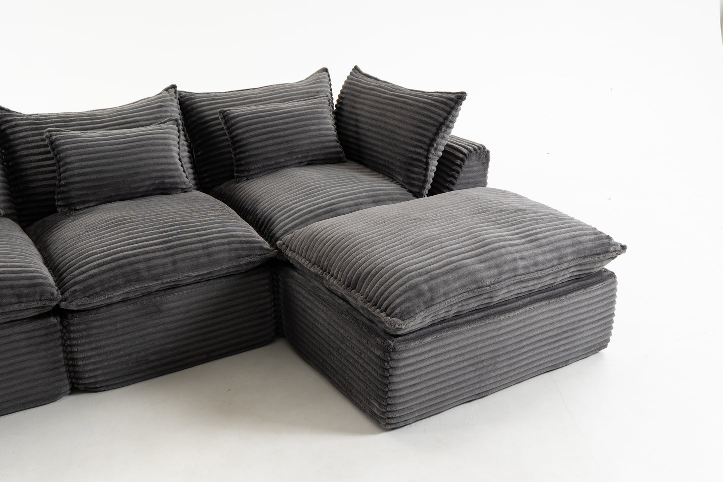 102.3" Modular Sectional Sofa - Comfy Corduroy in Antique Grey