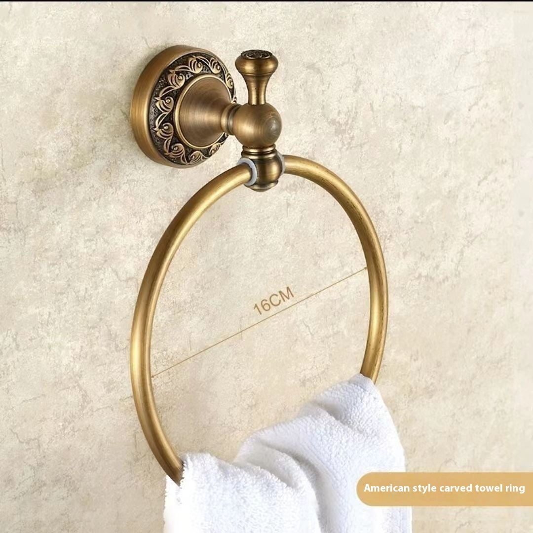 Copper Wall-Mounted Bathroom Shelves with Carved Design - Multiple Sizes