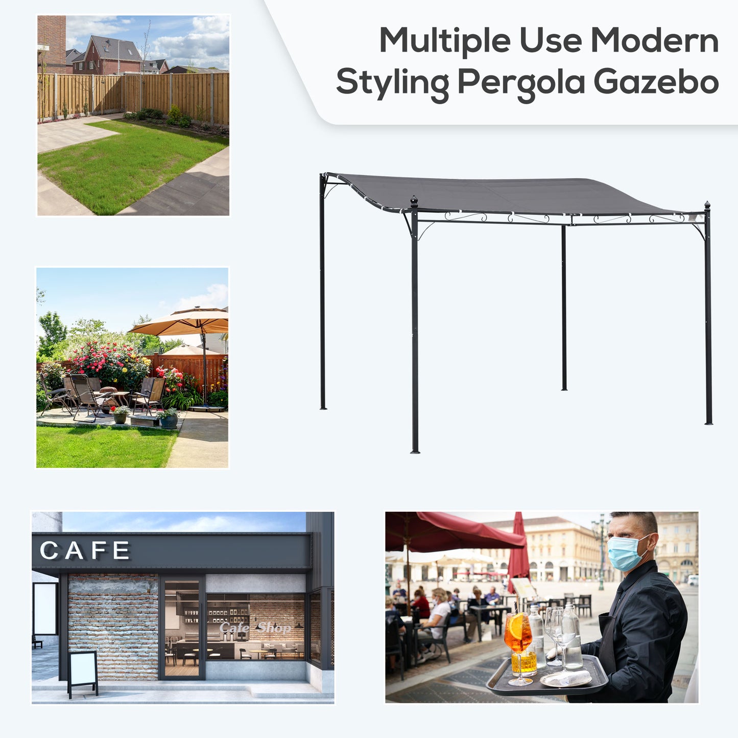 Weatherproof 10x10 Gray Gazebo Canopy Shelter for Outdoor Events