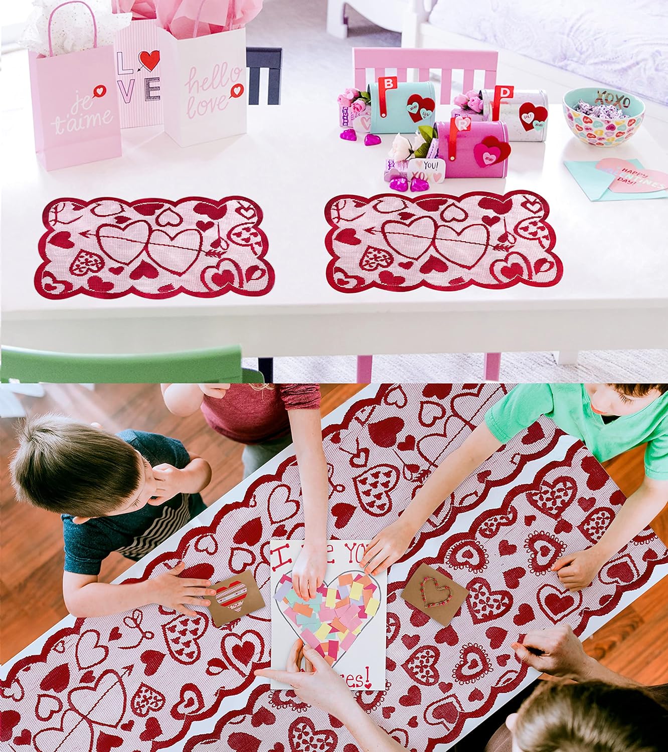 Lace Heart-Shaped Table Runner - 1 Piece, 13x72 Inches