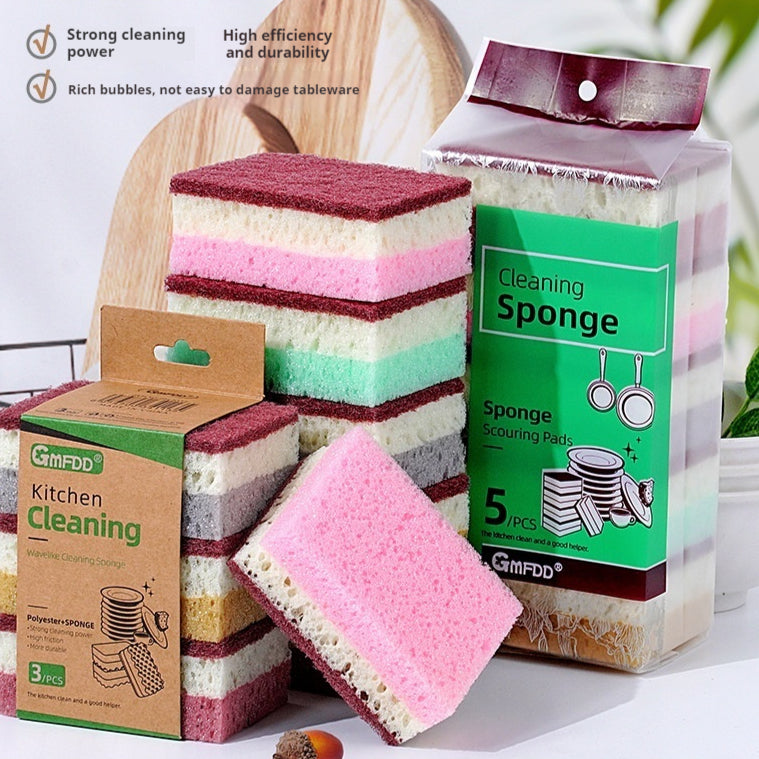 Multi-Color Foam Sponge Mop Brush Set for Kitchen Cleaning - 3/5/10 Pieces