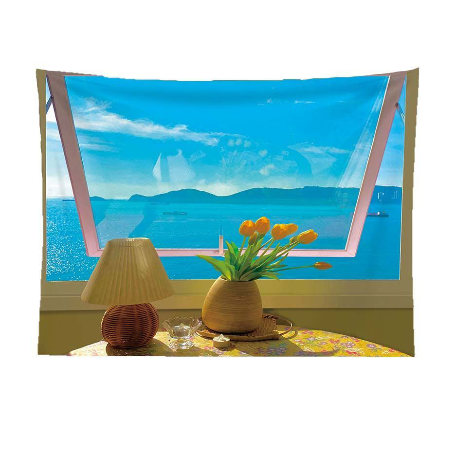 False Window Scenery Background Cloth for Home & Garden Curtains