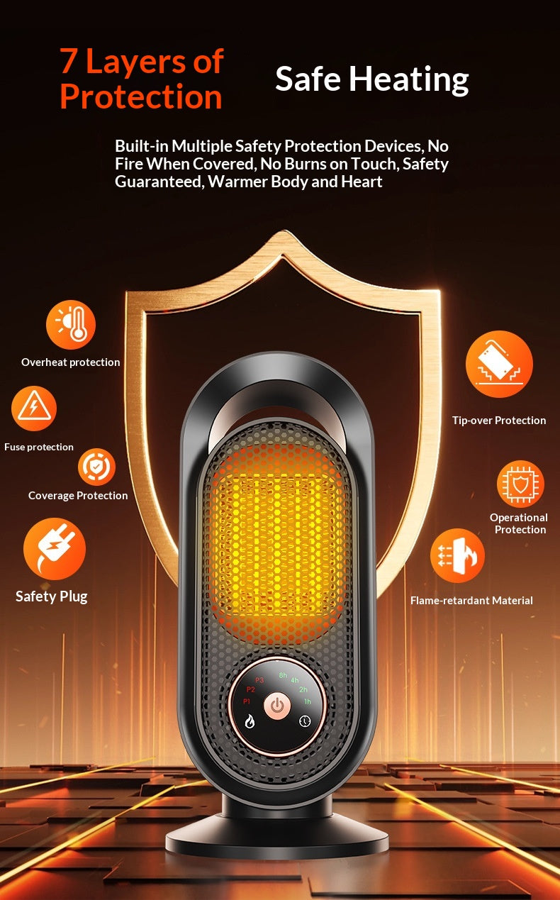 Mini Desktop Space Heater with Oscillating Fan and Touch Control