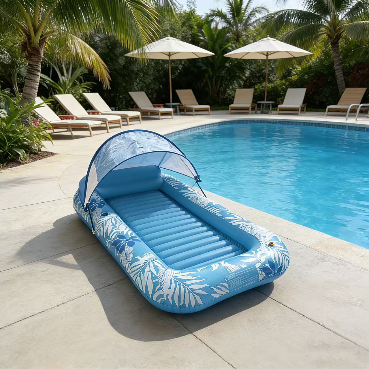 Inflatable Maple Leaf Swimming Ring Float Raft - 214x145cm
