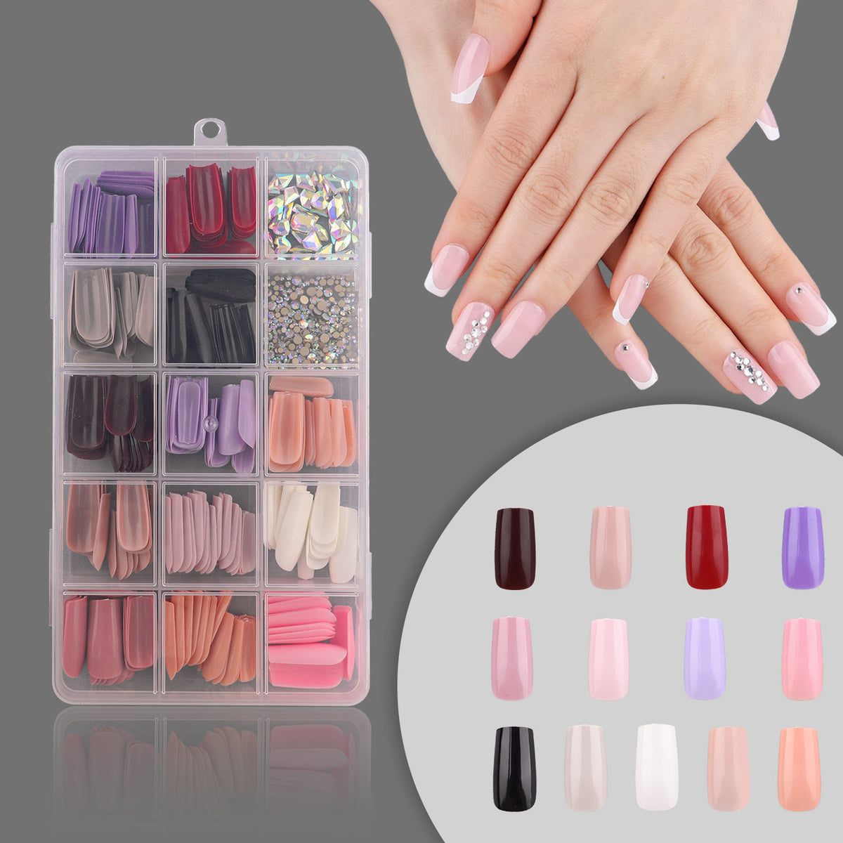 Medium Rectangular Wear Armor Nail Stickers for Nail Art - Color Variants