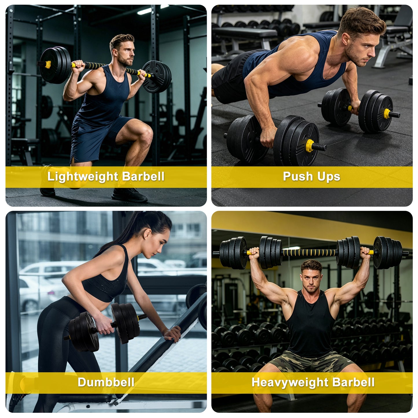 Adjustable Dumbbell Set - 66 lbs Free Weights for Home Gym