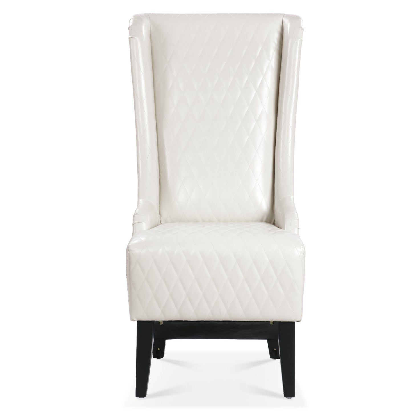 High-Back Faux Leather Accent Chair - White Wingback Design