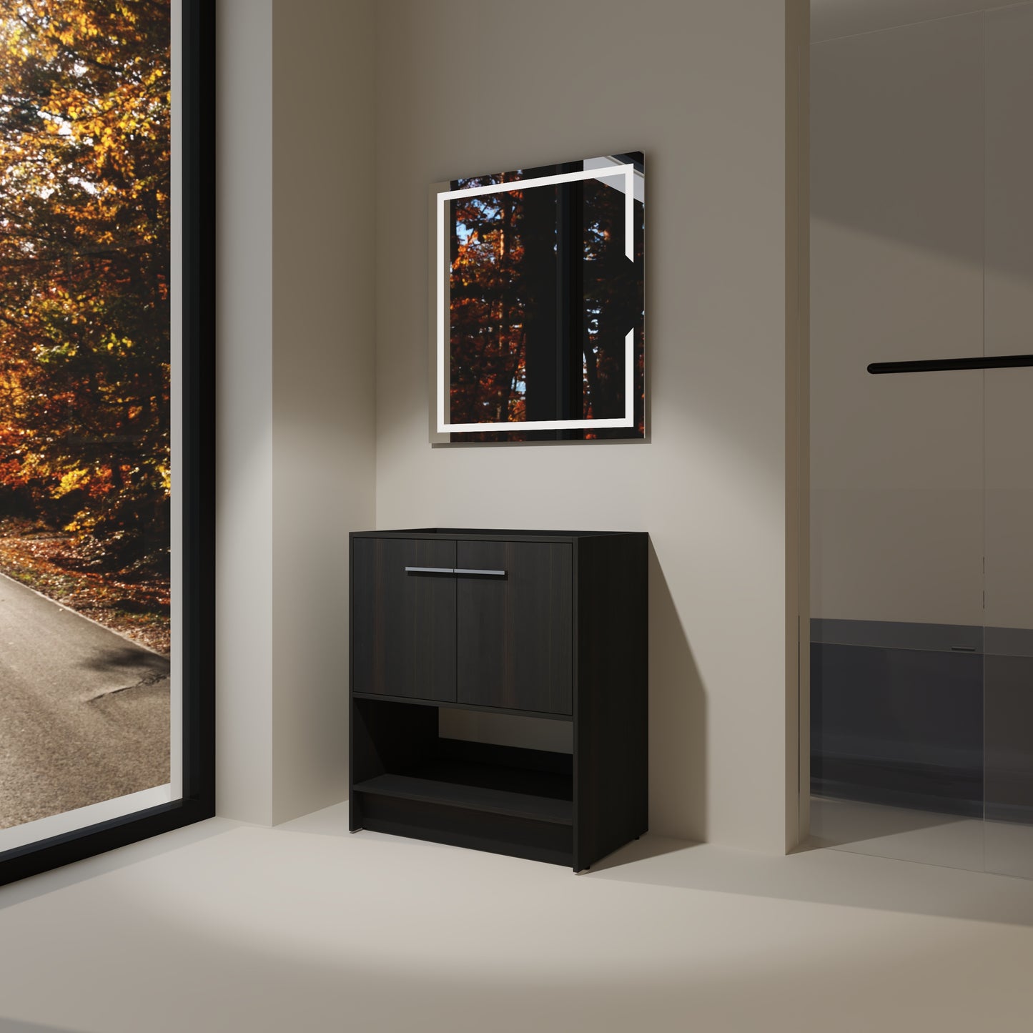 30" Freestanding Bathroom Vanity Cabinet - Dark Oak Plywood