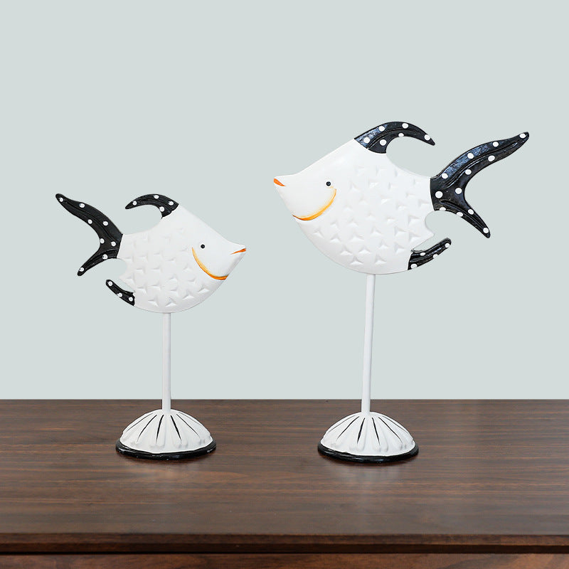 Wooden Fish Ornaments - Mediterranean Style Home Decor, Pine Fish Decoration