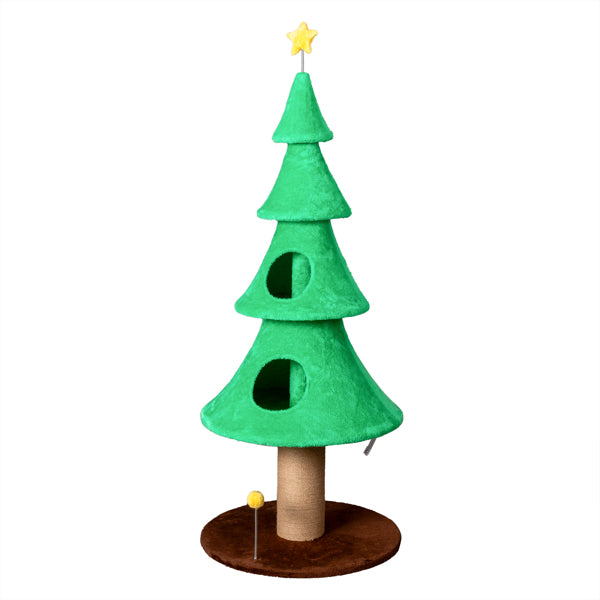 Large 59in Christmas Tree Cat Tower with Condos & Scratching Post - Green