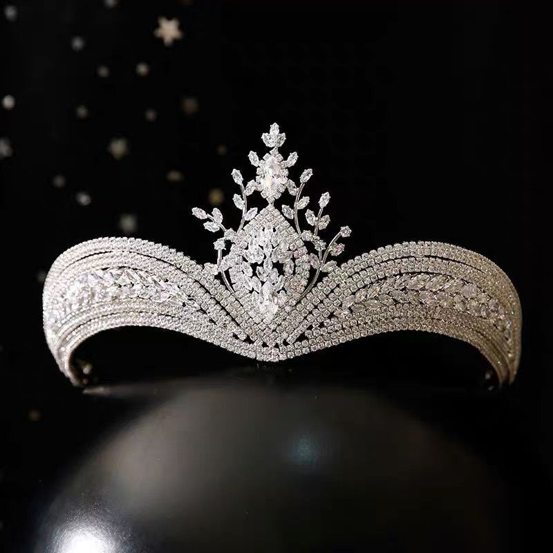 Rhinestone Wedding Crown Headdress - White