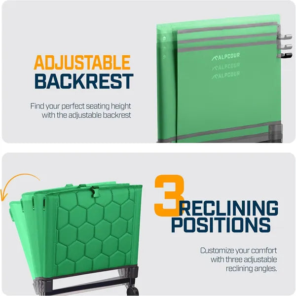 Folding Reclining Stadium Seat with Back Support - Hunter Green