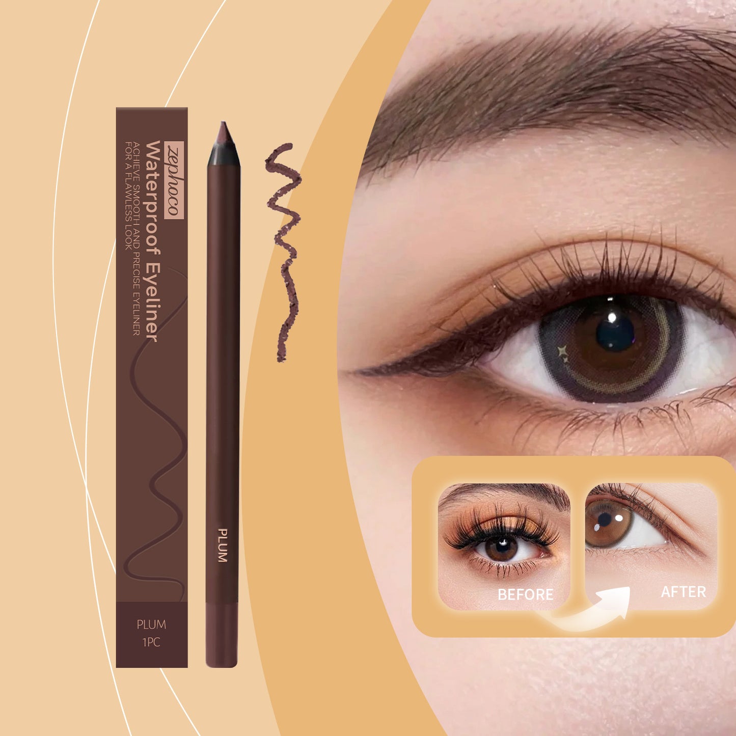 Waterproof Plum Eye Liner Pencil - Long-Lasting Eye Makeup