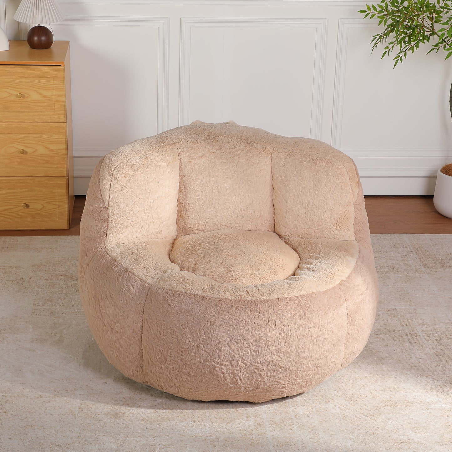 Oversized Multicolor Bean Bag Chair - Faux Fur Lounger Sofa
