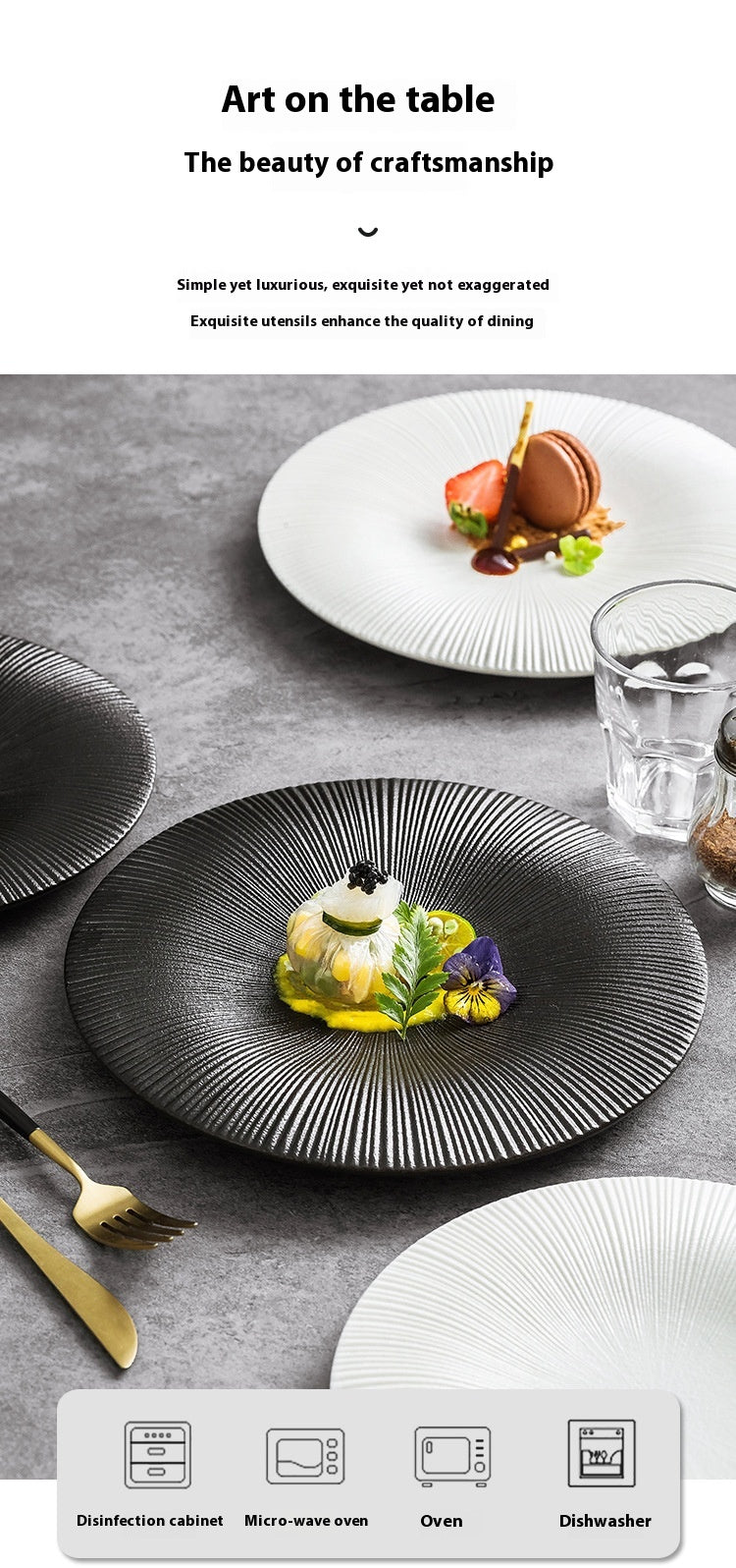 Ceramic Western Food Plate Set - Porcelain Dinner Flat & Shallow Plates