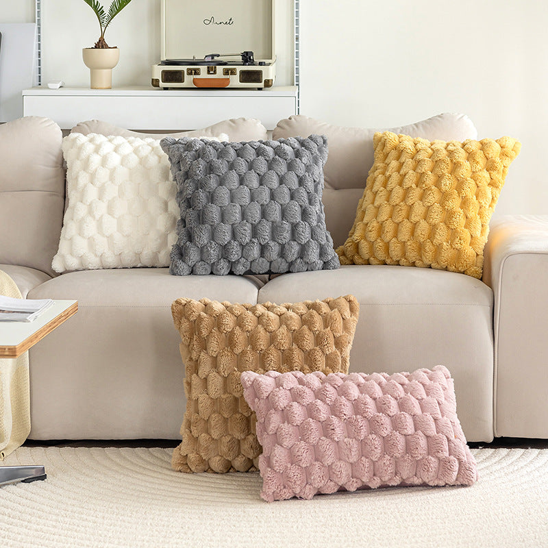 Solid Color Plush Pillowcase 45x45cm Sofa Cushion Cover Home Decor