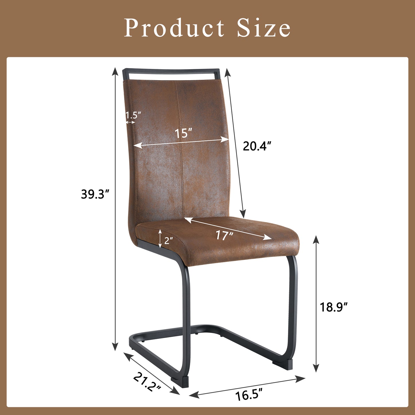 Set Of 4 Vintage Brown Tech Fabric Dining Chairs 39.3in High, 20.4in