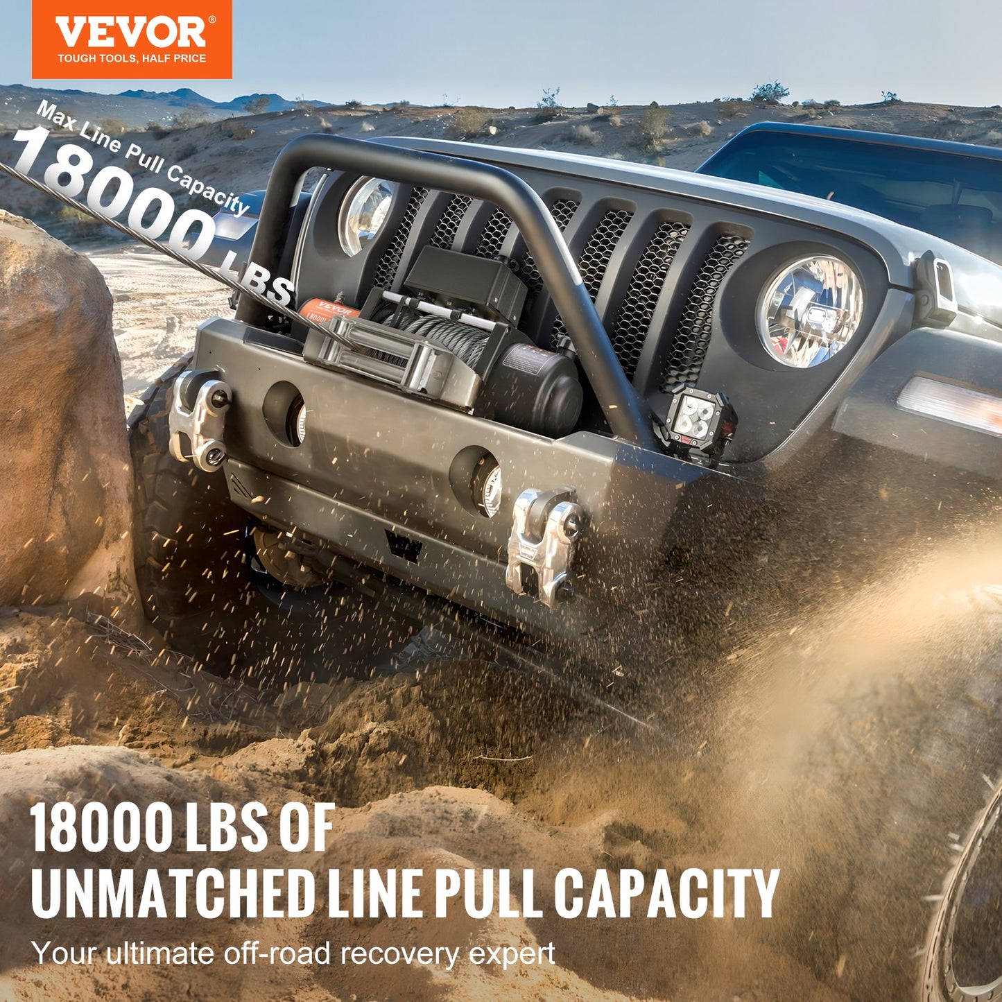 Electric Winch 18,000 Lb Steel Cable Waterproof Remote Control for Off-Road Recovery