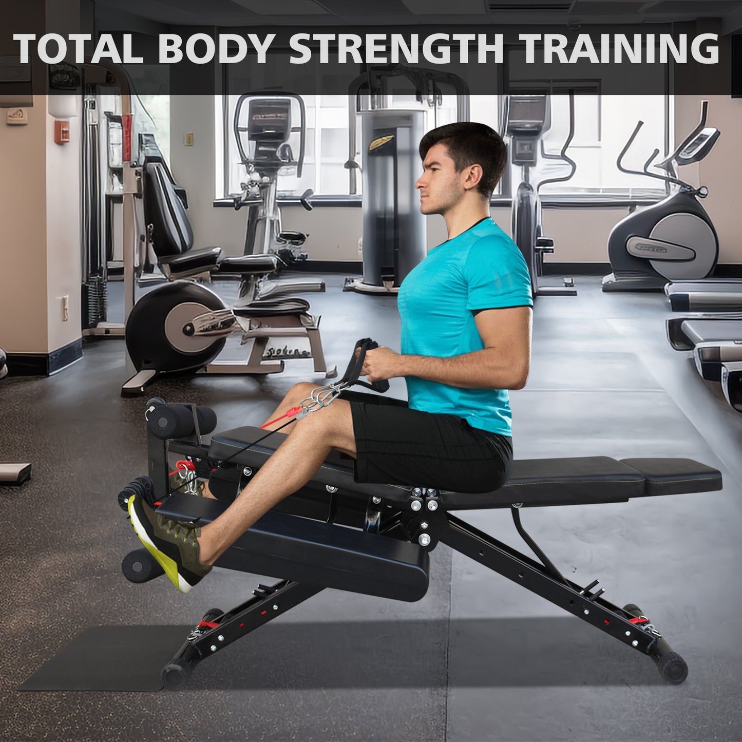 Adjustable Strength Training Bench - Multifunctional Fitness Chair - Black