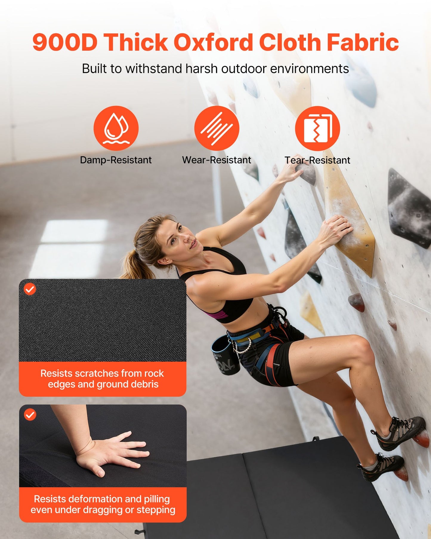 Climbing Crash Pad - Foldable Bouldering Mat with Adjustable Backpack Straps